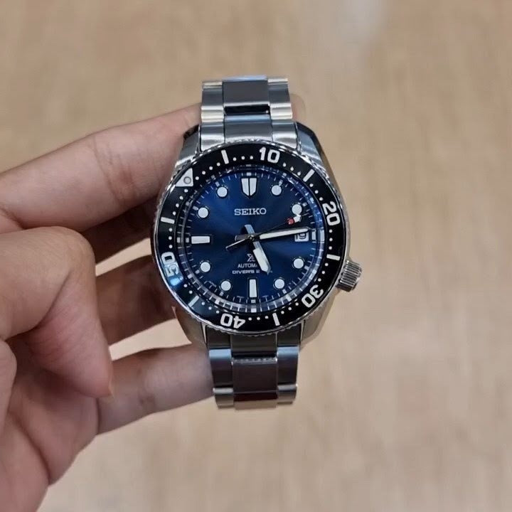 Seiko Prospex Marinemaster Automatic Scuba Divers Blue Dial Silver Steel Strap Watch for Men - SPB187J1