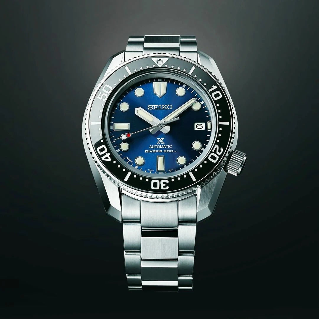Seiko Prospex Marinemaster Automatic Scuba Divers Blue Dial Silver Steel Strap Watch for Men - SPB187J1
