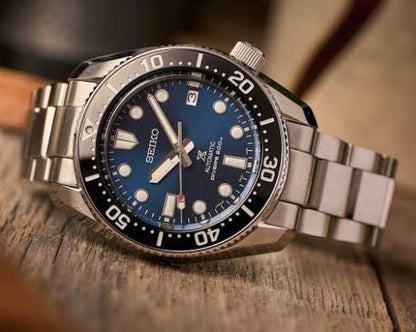 Seiko Prospex Marinemaster Automatic Scuba Divers Blue Dial Silver Steel Strap Watch for Men - SPB187J1