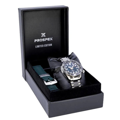 Seiko Prospex 140th Anniversary Limited Edition Automatic Scuba Divers Green Dial Silver Steel Strap Watch for Men - SPB207J1