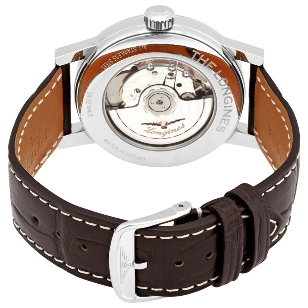 Longines 1832 Annual Calendar Automatic Stainless Steel Beige Dial Brown Leather Strap Date/Month Mens Watch L4.827.4.92.2
