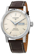 Longines 1832 Annual Calendar Automatic Stainless Steel Beige Dial Brown Leather Strap Date/Month Mens Watch L4.827.4.92.2