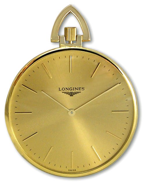 Longines 18kt Gold Mens Open Face Swiss Pocket Watch Gold Dial L7.029.6.44.1