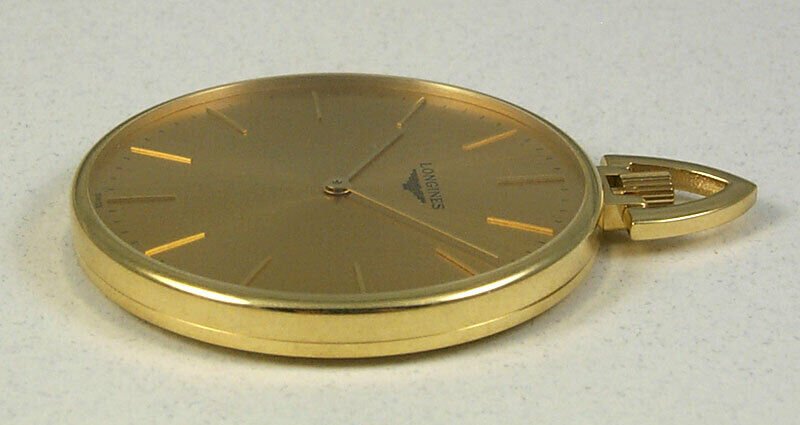 Longines 18kt Gold Mens Open Face Swiss Pocket Watch Gold Dial L7.029.6.44.1
