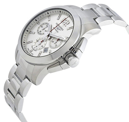 Longines Conquest Automatic Chronograph Stainless Steel Silver Dial Date Divers Mens Watch L3.801.4.76.6