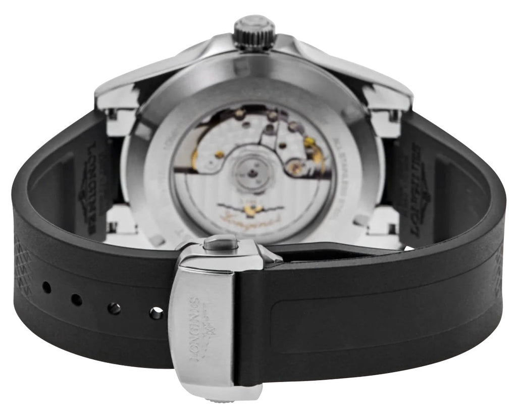Longines Conquest Automatic Stainless Steel Black Dial Black Rubber Strap Date Mens Watch L3.830.4.52.9