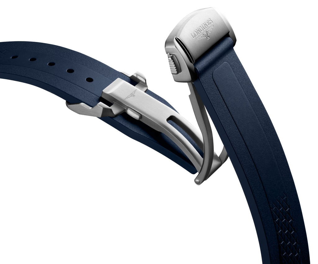 Longines Conquest Automatic Stainless Steel Blue Dial Blue Rubber Strap Date Mens Watch L3.830.4.92.9