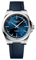 Longines Conquest Automatic Stainless Steel Blue Dial Blue Rubber Strap Date Mens Watch L3.830.4.92.9