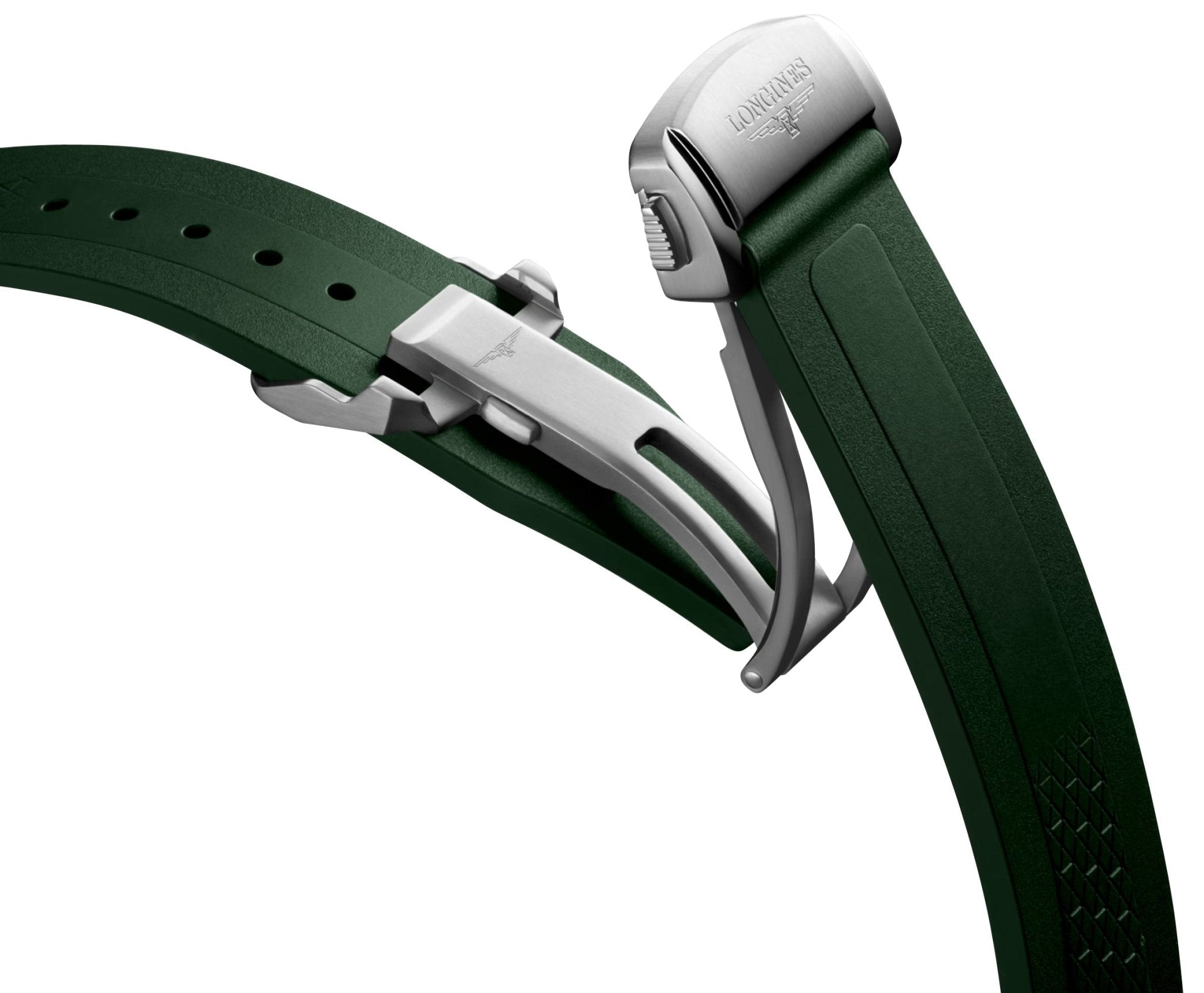 Longines Conquest Automatic Stainless Steel Green Dial Green Rubber Strap Date Mens Watch L3.830.4.02.9