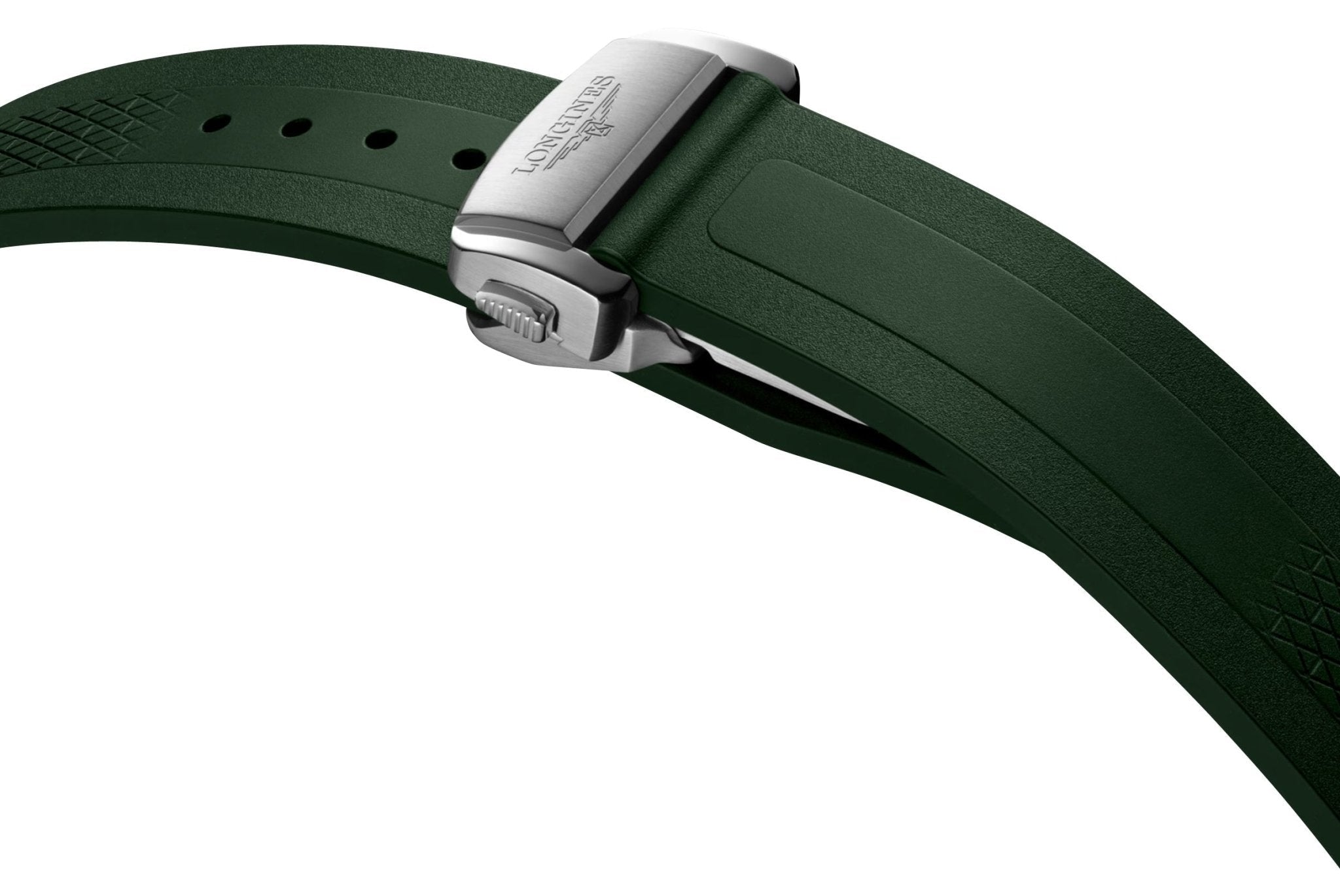 Longines Conquest Automatic Stainless Steel Green Dial Green Rubber Strap Date Mens Watch L3.830.4.02.9