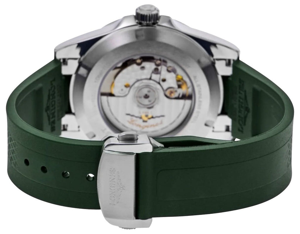Longines Conquest Automatic Stainless Steel Green Dial Green Rubber Strap Date Mens Watch L3.830.4.02.9