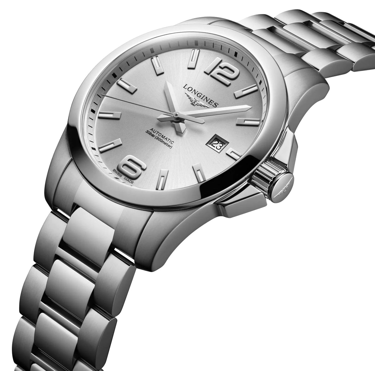 Longines Conquest Automatic Stainless Steel Silver Dial Date Divers Mens Watch L3.778.4.76.6