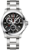 Longines Conquest Chronograph Stainless Steel Black Dial Date Divers Quartz Mens Watch L3.700.4.56.6