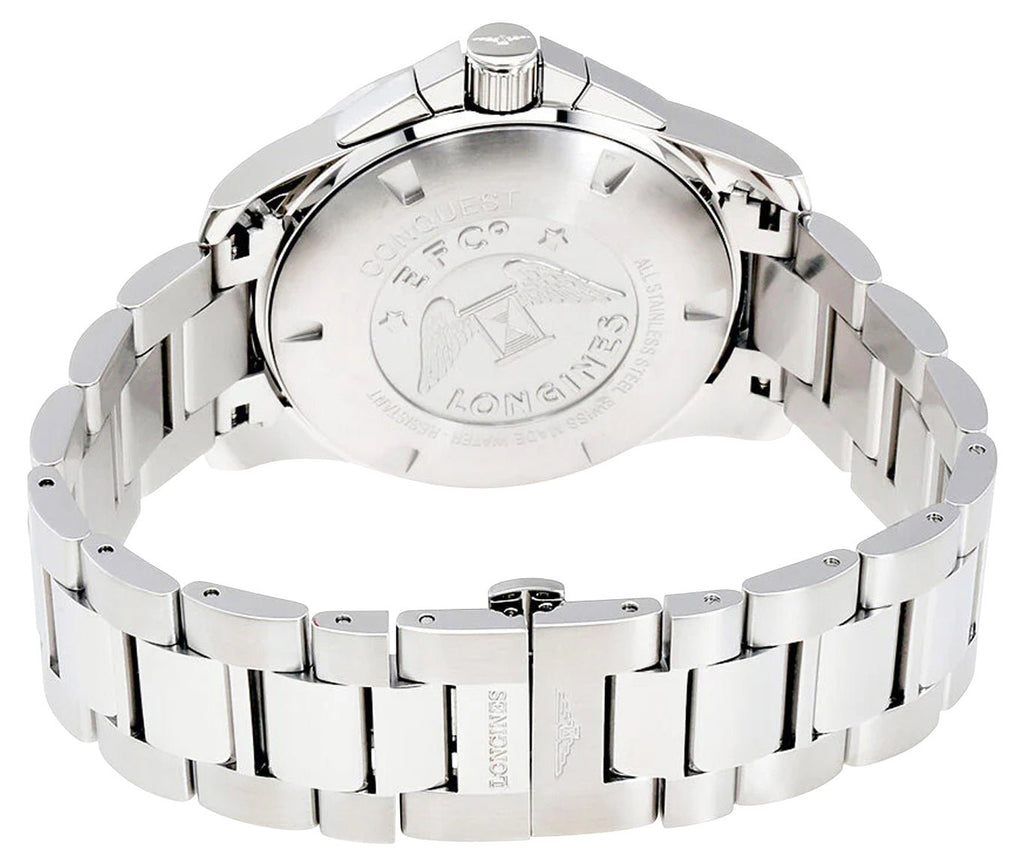 Longines Conquest Chronograph Stainless Steel Black Dial Date Divers Quartz Mens Watch L3.800.4.56.6