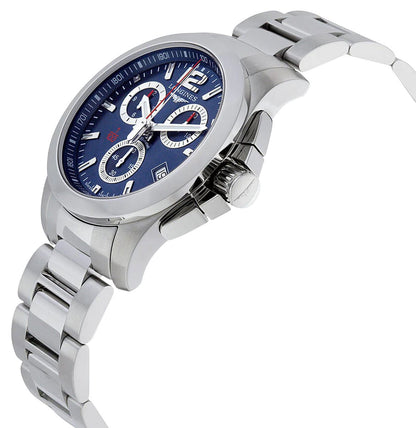 Longines Conquest Chronograph Stainless Steel Blue Dial Date Divers Quartz Mens Watch L3.700.4.96.6