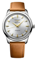 Longines Conquest Heritage Automatic Stainless Steel Silver Dial Brown Leather Strap Mens Watch L1.650.4.72.2