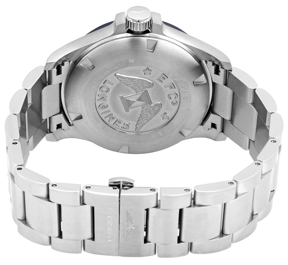 Longines Conquest V.H.P. Ceramic & Stainless Steel Blue Dial Perpetual Calendar Date Quartz Mens Watch L3.729.4.96.6