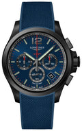 Longines Conquest V.H.P. Chronograph Black PVD Blue Rubber Strap Blue Dial Perpetual Calendar Date Quartz Mens Watch L3.717.2.96.9