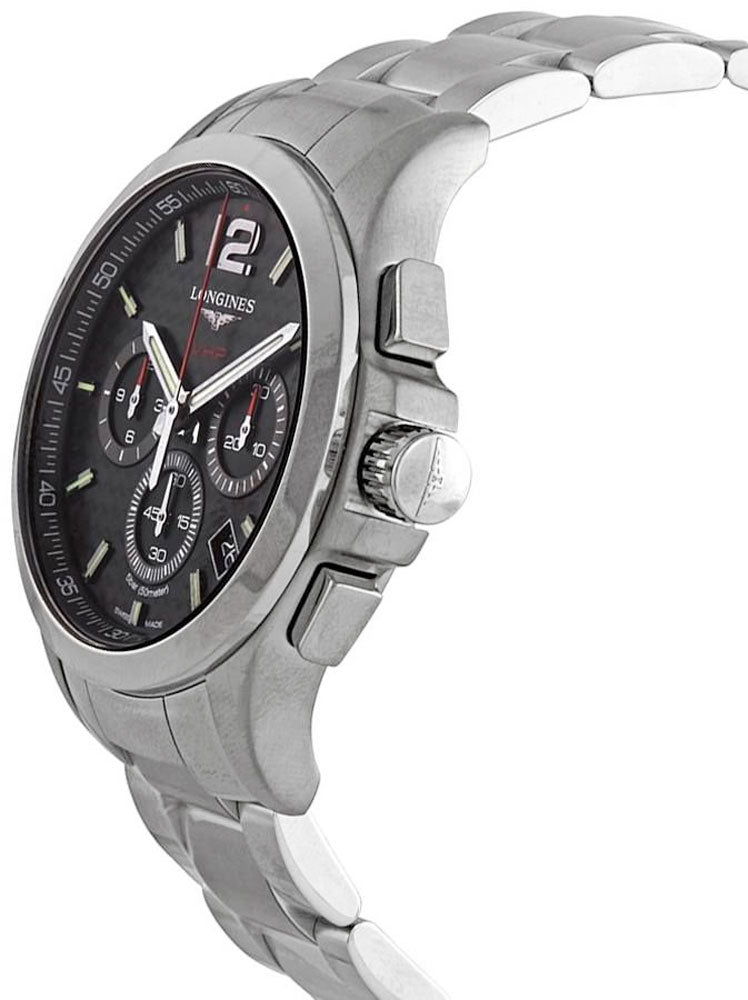 Longines Conquest V.H.P. Chronograph Stainless Steel Black Dial Perpetual Calendar Date Quartz Mens Watch L3.717.4.66.6