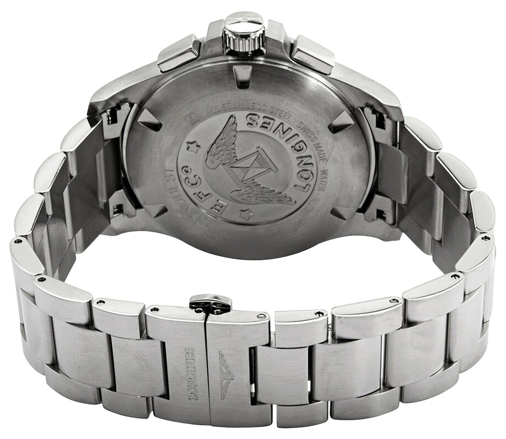 Longines Conquest V.H.P. Chronograph Stainless Steel Black Dial Perpetual Calendar Date Quartz Mens Watch L3.727.4.56.6