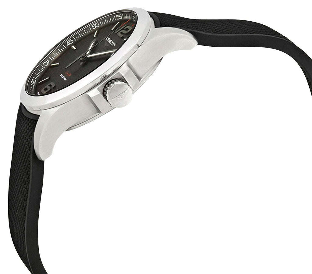 Longines Conquest V.H.P. Stainless Steel Black Dial Black Rubber Strap Perpetual Calendar Date Quartz Mens Watch L3.716.4.56.9