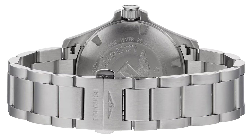 Longines Conquest V.H.P. Stainless Steel Black Dial Perpetual Calendar Date Quartz Mens Watch L3.716.4.56.6
