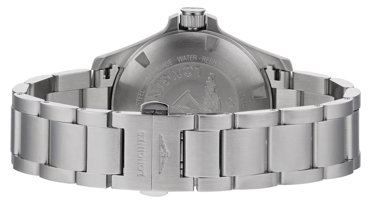 Longines Conquest V.H.P. Stainless Steel Black Dial Perpetual Calendar Date Quartz Mens Watch L3.716.4.56.6
