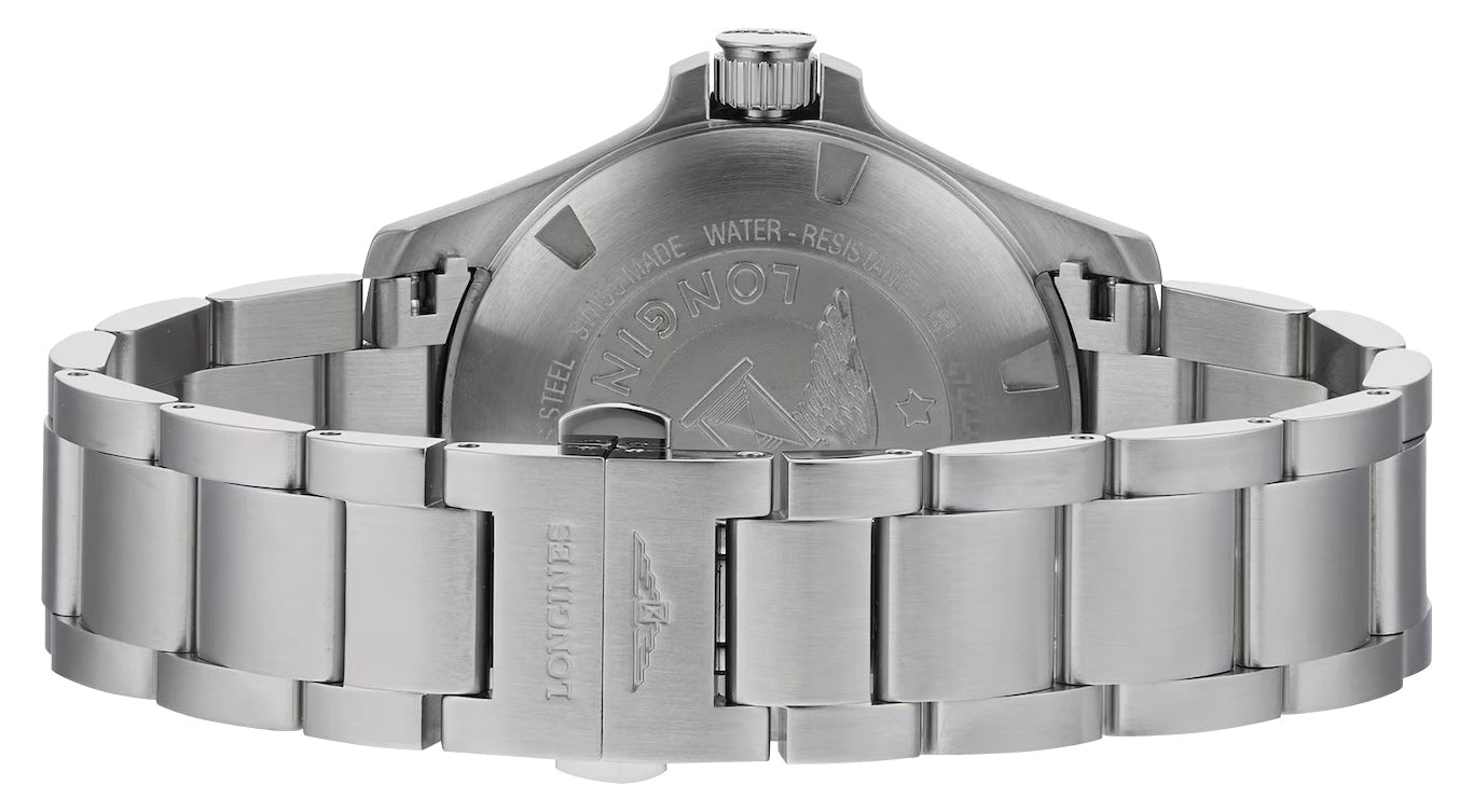 Longines Conquest V.H.P. Stainless Steel Black Dial Perpetual Calendar Date Quartz Mens Watch L3.716.4.56.6