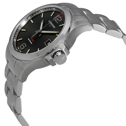 Longines Conquest V.H.P. Stainless Steel Black Dial Perpetual Calendar Date Quartz Mens Watch L3.716.4.56.6