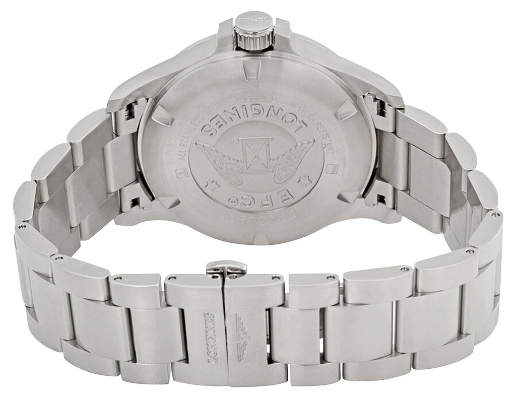 Longines Conquest V.H.P. Stainless Steel Black Dial Perpetual Calendar Date Quartz Mens Watch L3.726.4.56.6