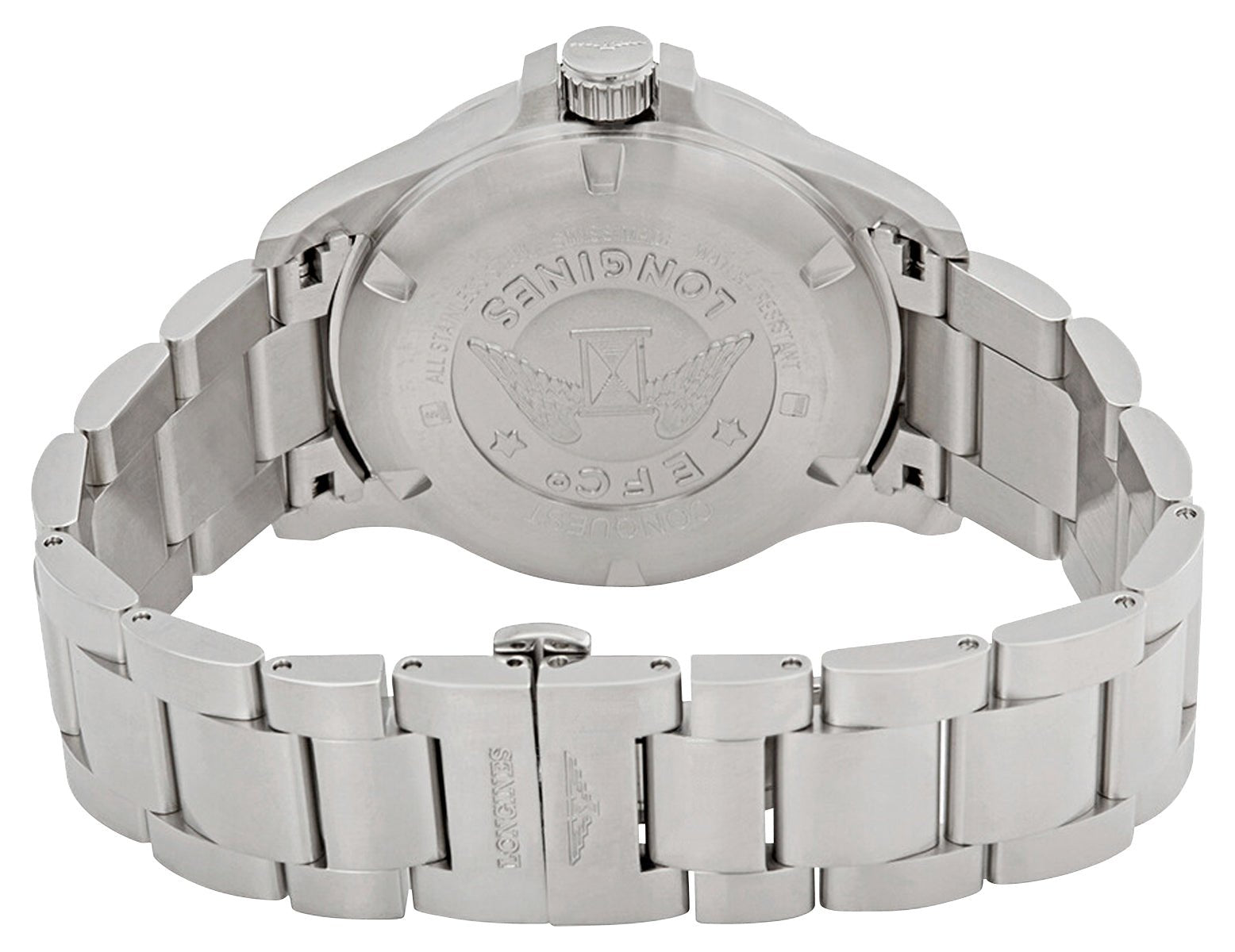 Longines Conquest V.H.P. Stainless Steel Black Dial Perpetual Calendar Date Quartz Mens Watch L3.726.4.56.6