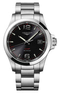 Longines Conquest V.H.P. Stainless Steel Black Dial Perpetual Calendar Date Quartz Mens Watch L3.726.4.56.6