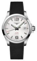 Longines Conquest V.H.P. Stainless Steel Silver Dial Black Rubber Strap Perpetual Calendar Date Quartz Mens Watch L3.716.4.76.9