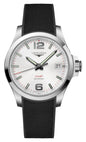 Longines Conquest V.H.P. Stainless Steel Silver Dial Black Rubber Strap Perpetual Calendar Date Quartz Mens Watch L3.716.4.76.9