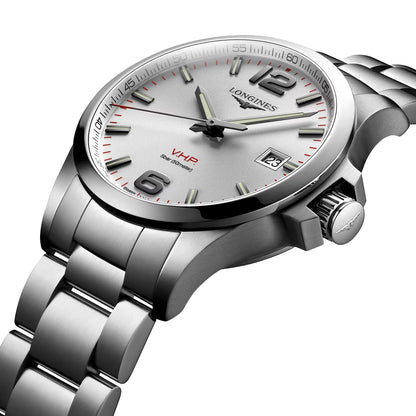Longines Conquest V.H.P. Stainless Steel Silver Dial Perpetual Calendar Date Quartz Mens Watch L3.726.4.76.6