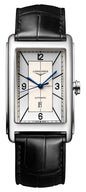 Longines DolceVita Automatic Stainless Steel Silver Dial Black Leather Strap Date Mens Watch L5.767.4.73.0