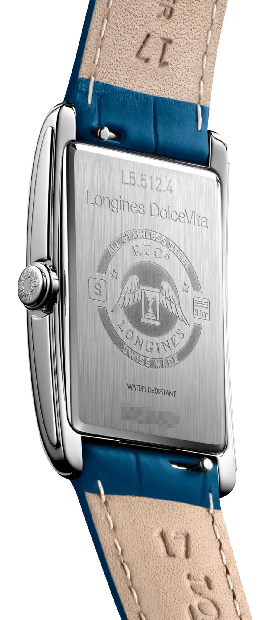 Longines DolceVita Monochrome Stainless Steel Blue Dial Blue Leather Strap Quartz Womens Watch L5.512.4.90.2