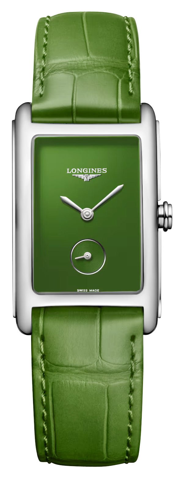 Longines DolceVita Monochrome Stainless Steel Green Dial Green Leather Strap Quartz Womens Watch L5.512.4.60.2