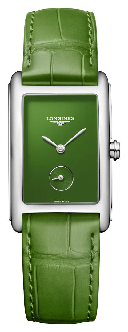 Longines DolceVita Monochrome Stainless Steel Green Dial Green Leather Strap Quartz Womens Watch L5.512.4.60.2