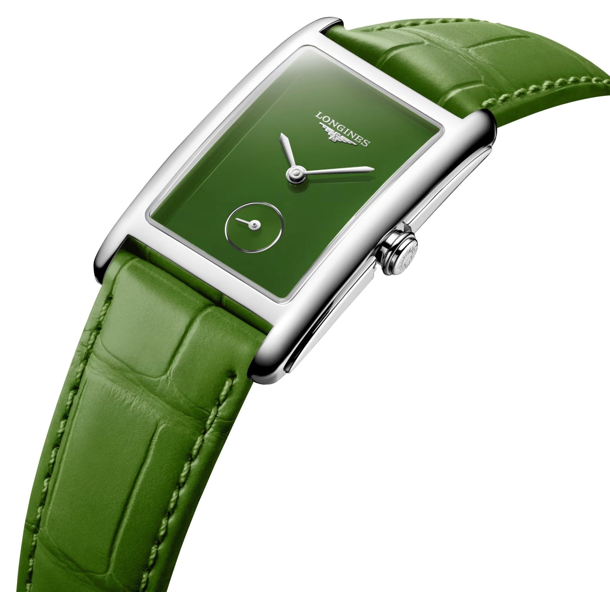Longines DolceVita Monochrome Stainless Steel Green Dial Green Leather Strap Quartz Womens Watch L5.512.4.60.2