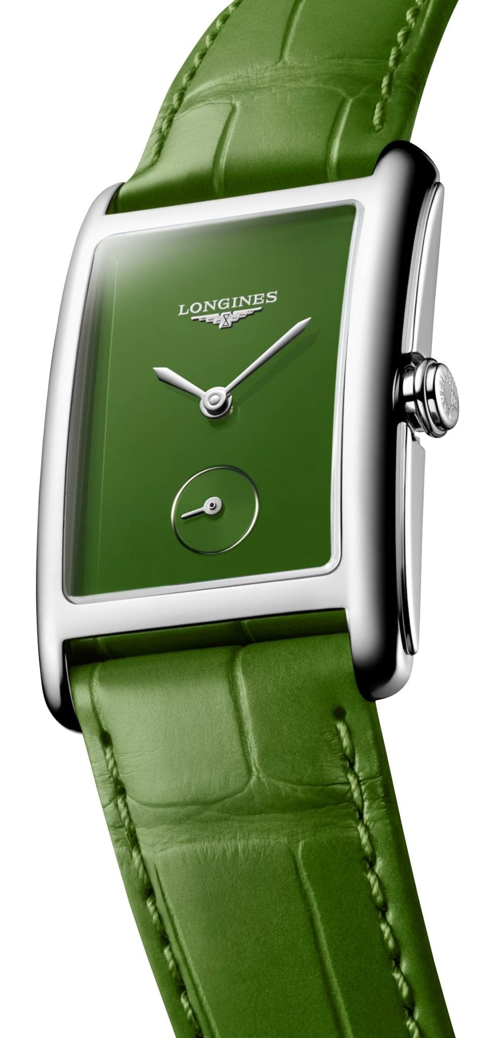 Longines DolceVita Monochrome Stainless Steel Green Dial Green Leather Strap Quartz Womens Watch L5.512.4.60.2