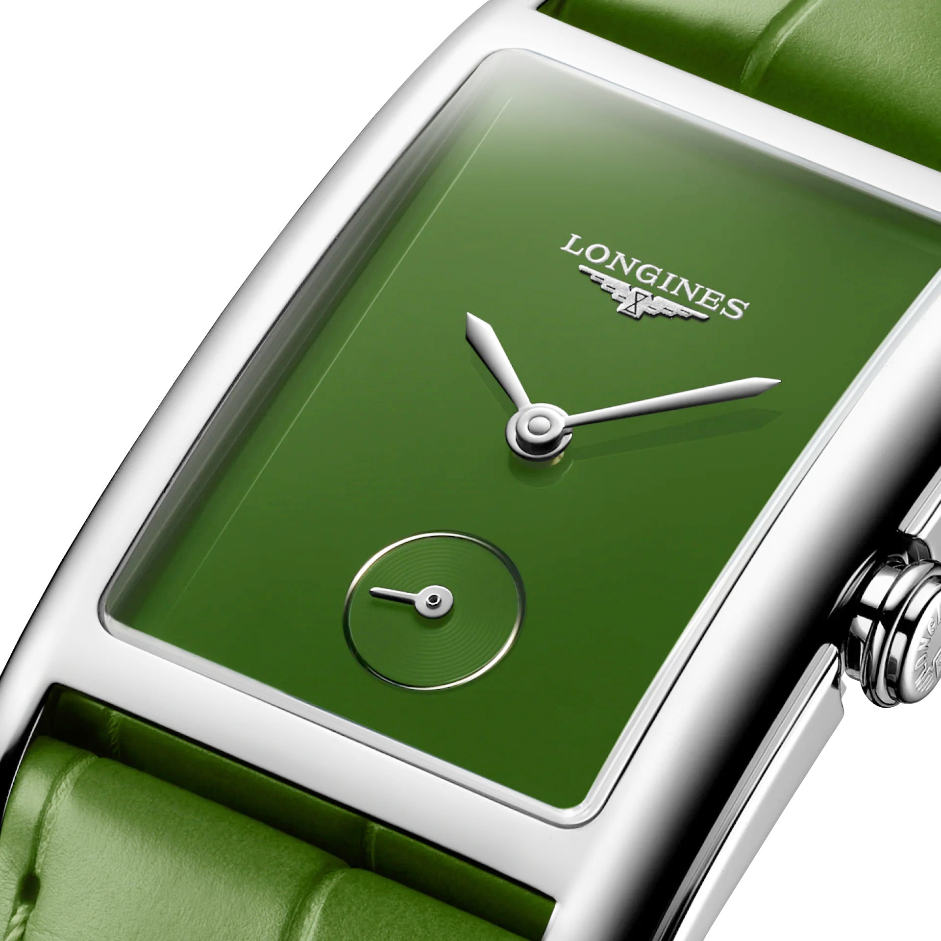 Longines DolceVita Monochrome Stainless Steel Green Dial Green Leather Strap Quartz Womens Watch L5.512.4.60.2