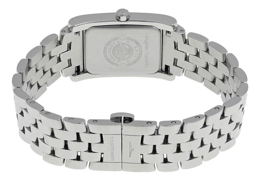 Longines DolceVita Stainless Steel Mother-Of-Pearl Dial Diamonds Rectangle Quartz Womens Watch L5.502.0.97.6
