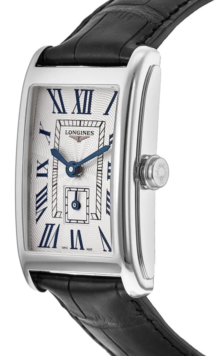 Longines DolceVita Stainless Steel Silver Dial Black Leather Strap Quartz Womens Watch L5.755.4.71.1
