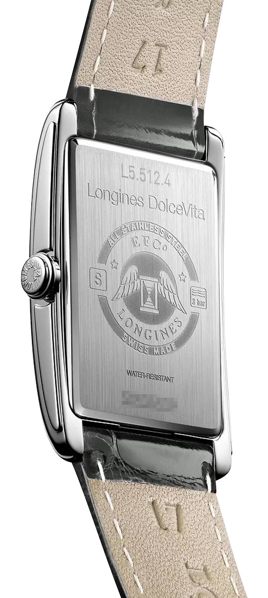 Longines DolceVita Stainless Steel Silver Dial Gray Leather Strap Quartz Womens Watch L5.512.4.71.3