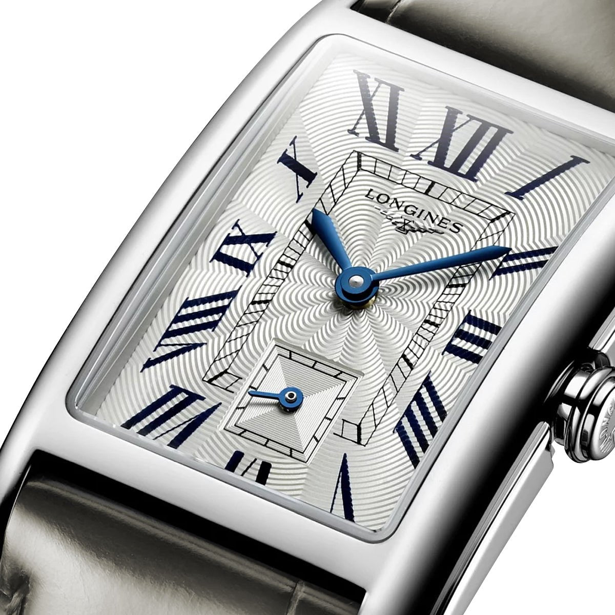 Longines DolceVita Stainless Steel Silver Dial Gray Leather Strap Quartz Womens Watch L5.512.4.71.3