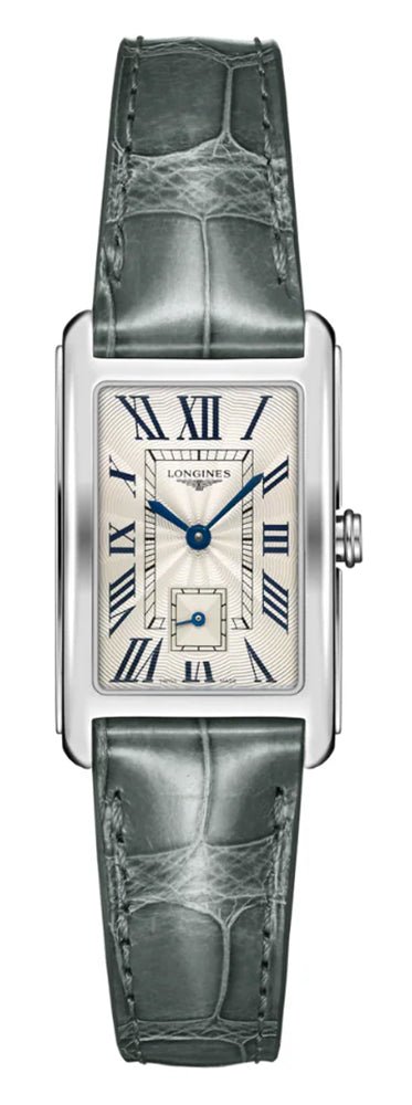 Longines DolceVita Stainless Steel Silver Dial Gray Leather Strap Quartz Womens Watch L5.512.4.71.3