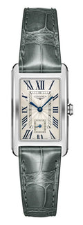 Longines DolceVita Stainless Steel Silver Dial Gray Leather Strap Quartz Womens Watch L5.512.4.71.3