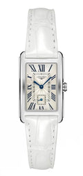 Longines DolceVita Stainless Steel Silver Dial White Leather Strap Quartz Womens Watch L5.512.4.71.2