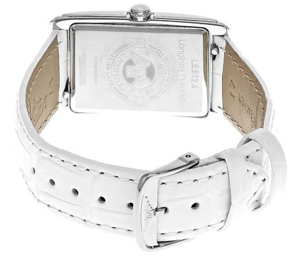 Longines DolceVita Stainless Steel Silver Dial White Leather Strap Quartz Womens Watch L5.512.4.71.2
